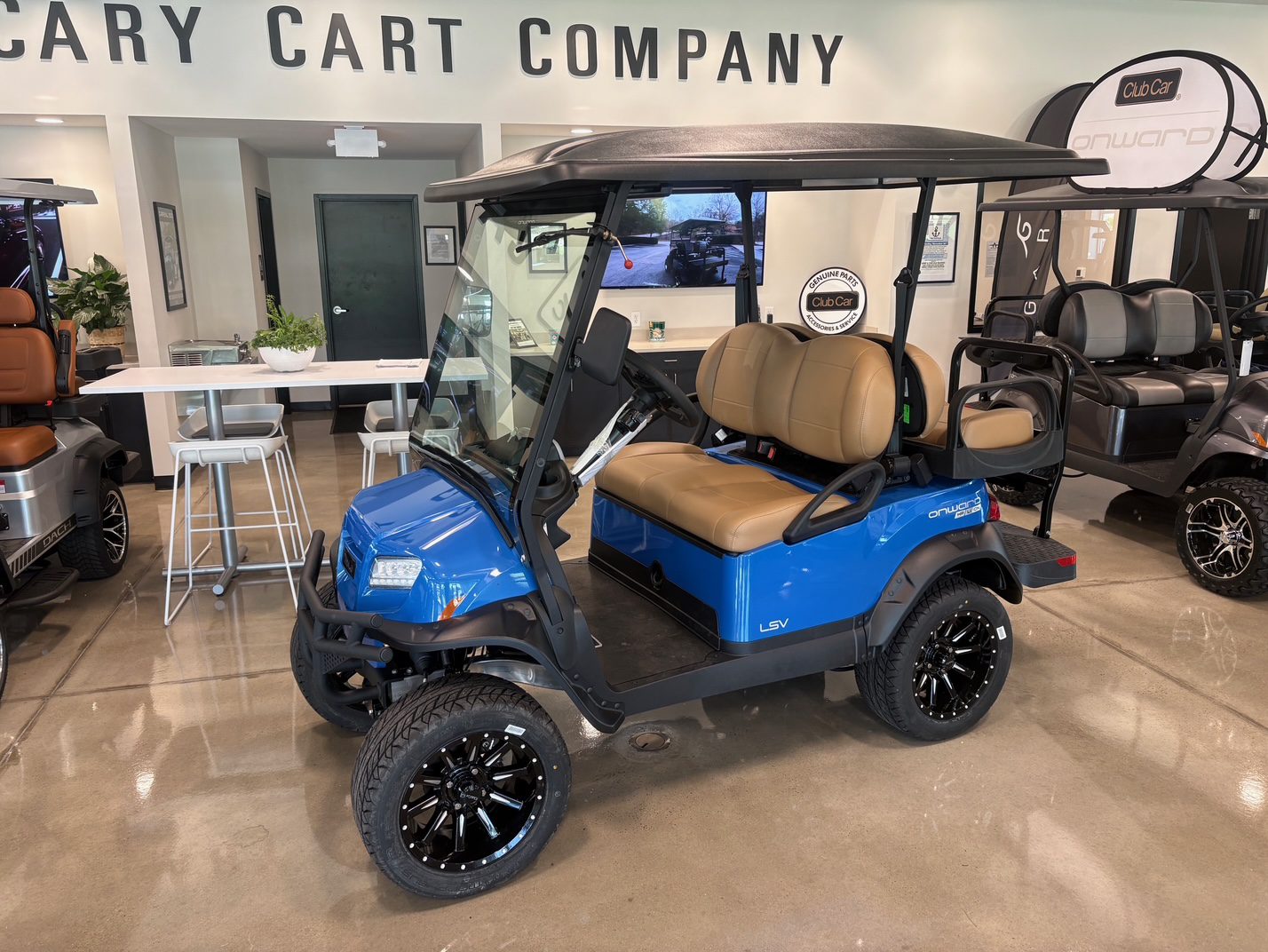 Brilliant Blue Club Car Onward Lifted LSV