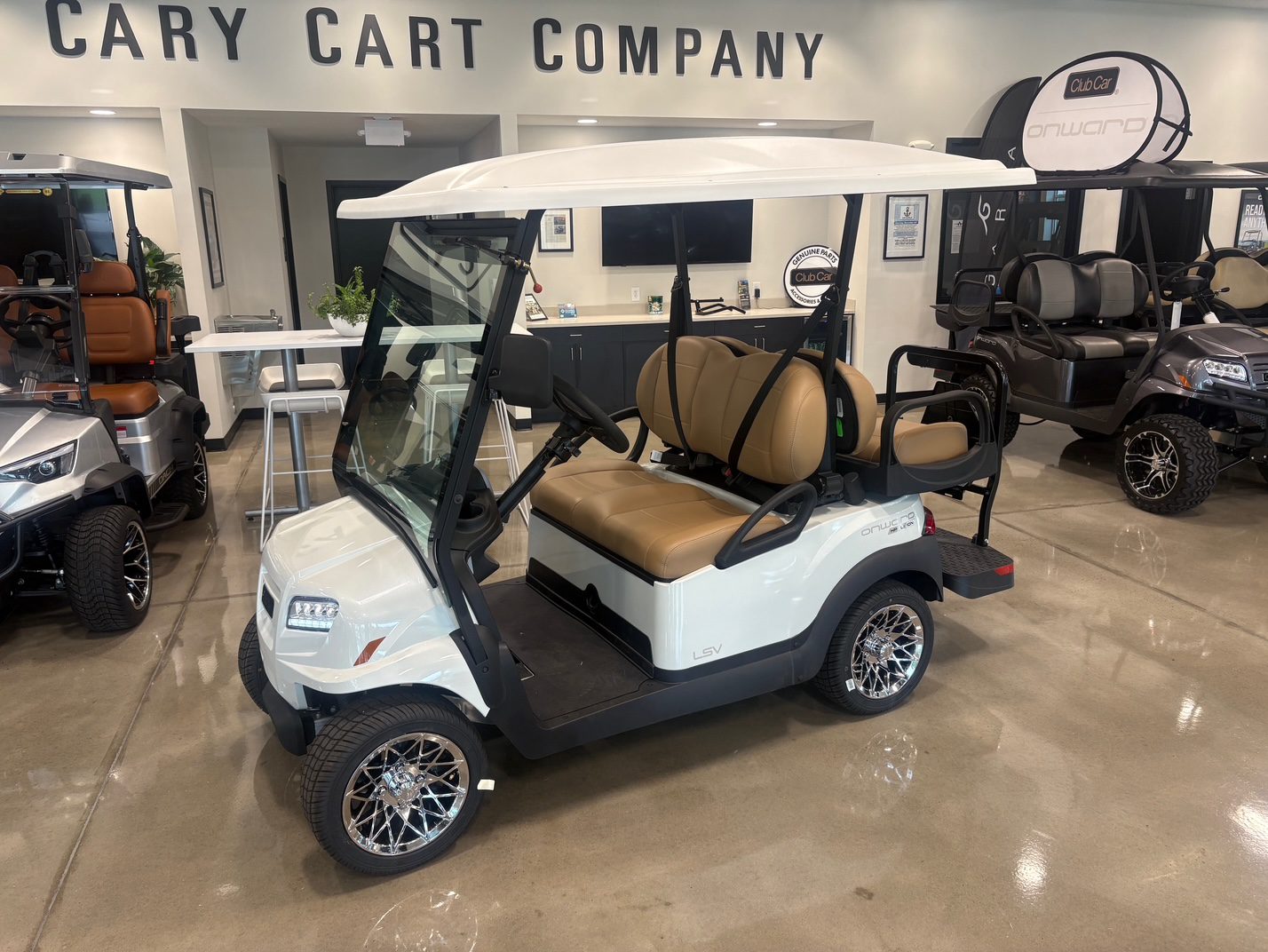 Metallic Glacier White Club Car Onward LSV