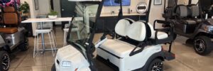 Metallic Glacier White Club Car Onward LSV