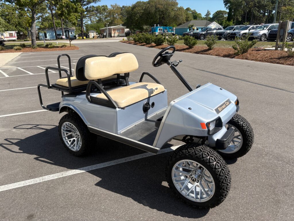 Silver Club Car DS Lifted Convertible Side