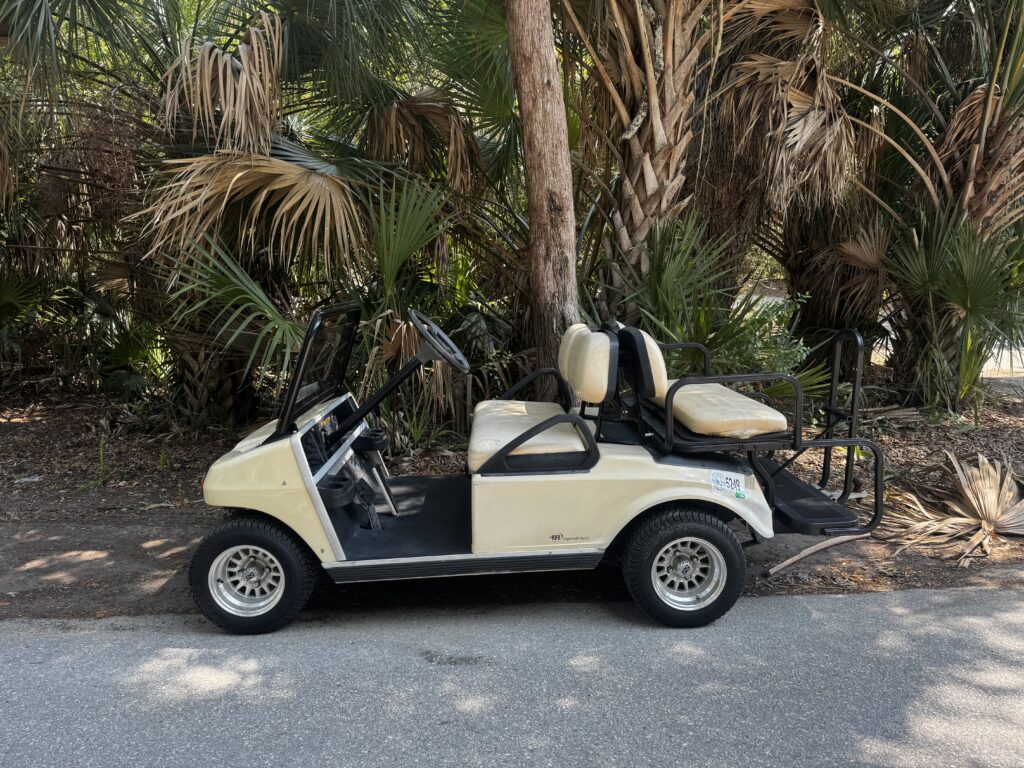 Beige Club Car DS Convertible Side