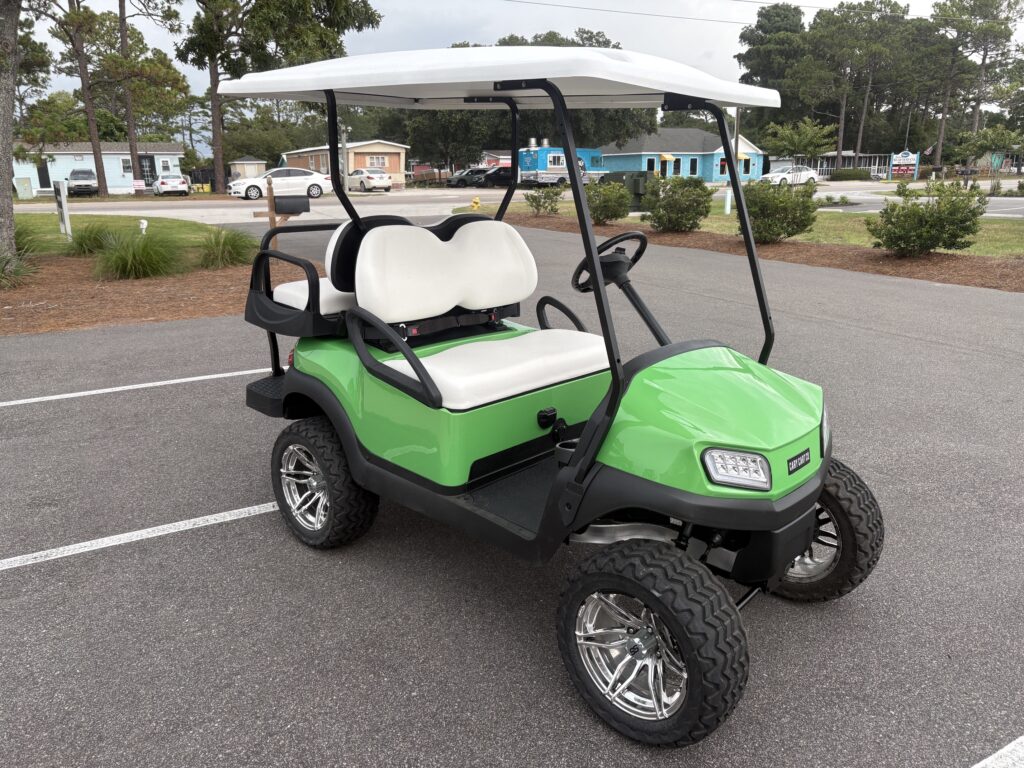Lime Green Club Car Tempo Lifted Side