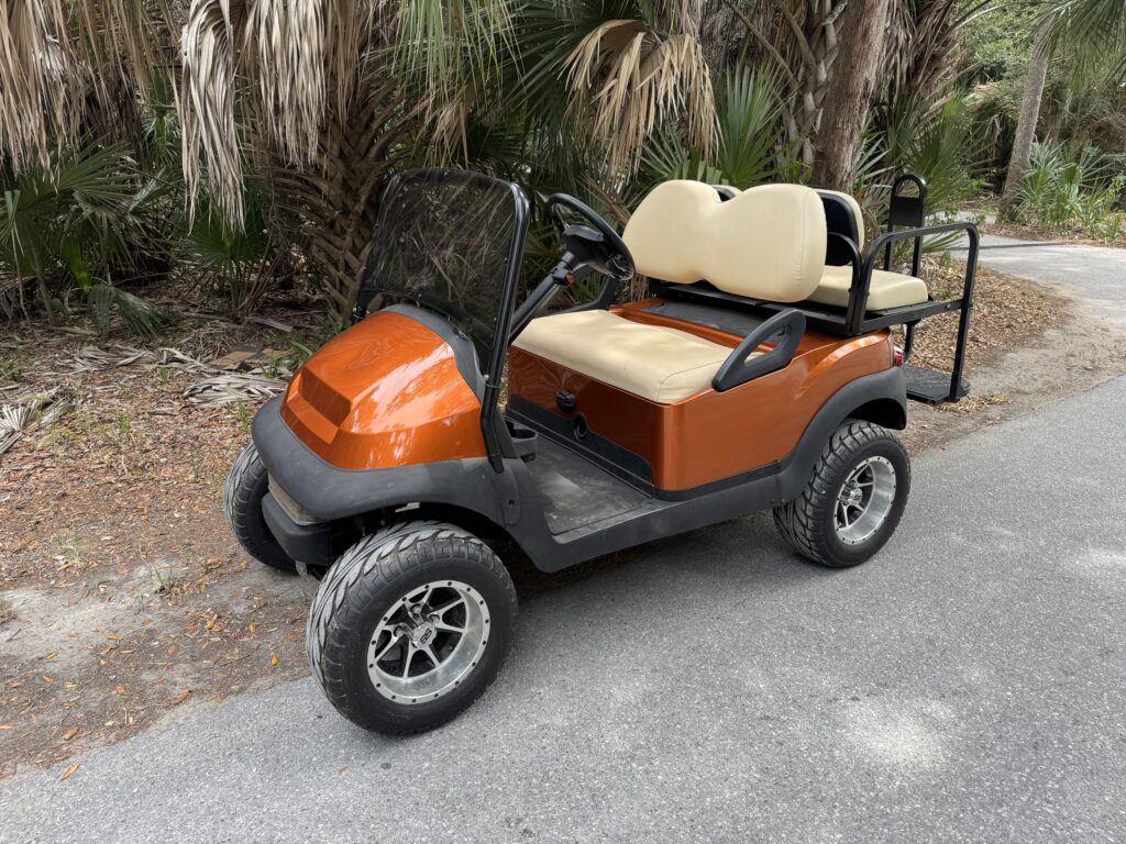 Orange Club Car Precedent Lifted Convertible